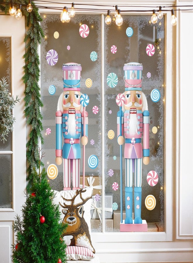 Ivenf Christmas Window Clings Decorations: 2 Sheets Extra Large 3D-Effect Nutcracker Soldiers Christmas Window Clings, Cute Candyland Pink Nutcracker Xmas Stickers for Home Office Holiday Party Décor - Image 4