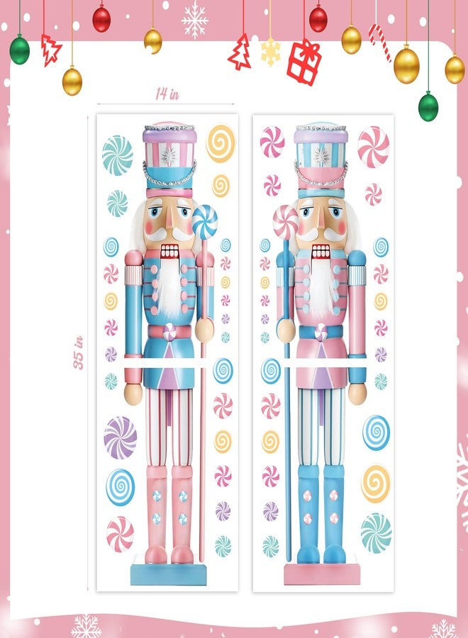 Ivenf Christmas Window Clings Decorations: 2 Sheets Extra Large 3D-Effect Nutcracker Soldiers Christmas Window Clings, Cute Candyland Pink Nutcracker Xmas Stickers for Home Office Holiday Party Décor - Image 2