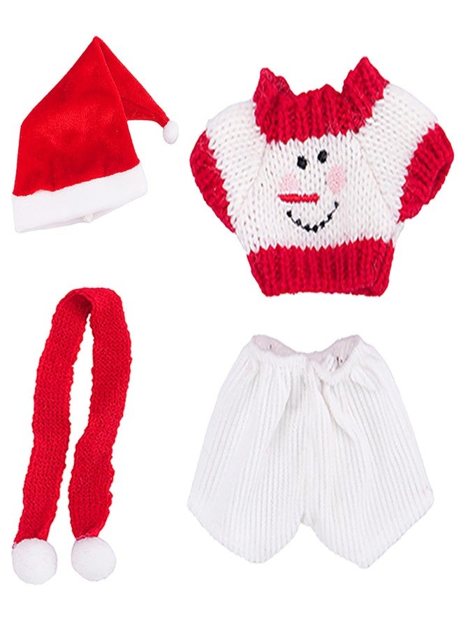SHUOXUKE Christmas 17cm Doll Clothes Set(No Doll),4-Piece Christmas Outfit for 17cm Doll, 6.7 inch Christmas Clothes with Fashion Santa Hat + Scarf+Sweaters+Pants - Image 3