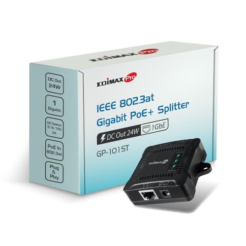 Edimax Pro Compact Gigabit PoE+ Splitter with Adjustable 5/9/12V x 2A Output, IEEE 802.3at, Delivers Data and Power from PoE Runs to Non-PoE Devices for up to 100 Meters, GP-101ST - Image 1