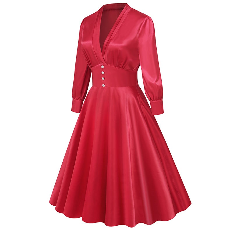Long-Sleeve V-Neck French Style Dress for Women, Autumn/Winter 2025 - Image 1