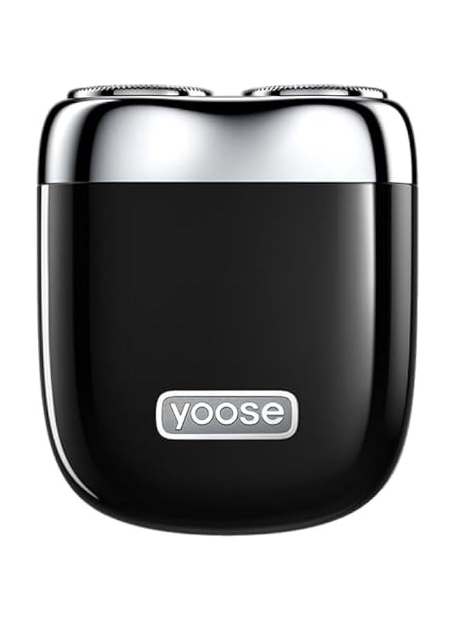 يوز ماكينة حلاقة كهربائية صغيرة محمولة من خليط معدني للسفر من يوس، ماكينة حلاقة لاسلكية قابلة لاعادة الشحن بمنفذ USB-C للرجال، حلاقة جافة، مقاومة للماء بدرجة IPX7، راس قابل للفصل، سهلة التنظيف، اسود - Image 1