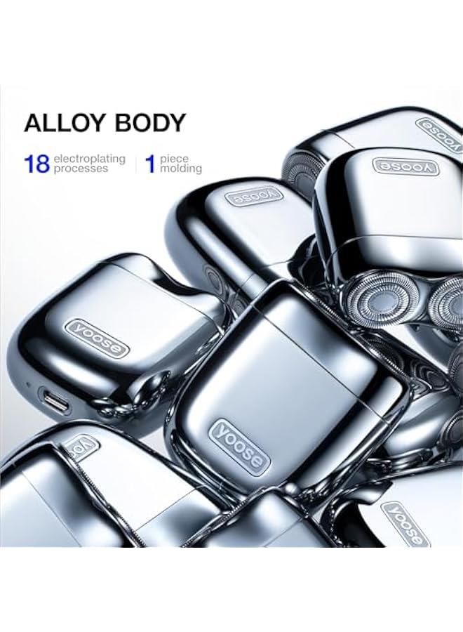 يوز ماكينة حلاقة كهربائية صغيرة محمولة من خليط معدني للسفر من يوس، ماكينة حلاقة لاسلكية قابلة لاعادة الشحن بمنفذ USB-C للرجال، حلاقة جافة، مقاومة للماء بدرجة IPX7، راس قابل للفصل، سهلة التنظيف، اسود - Image 4