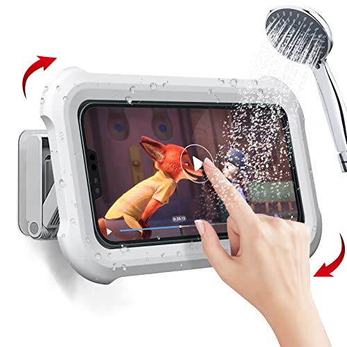OOLYCIO Upgraded 480° Rotating Shower Phone Holder Waterproof Case with Touch Screen,OOLYICO Shower Accessories Guardian Buddy Holder Wall Mount Shelf in Bathroom Bathtub for 4" - 7" Cell Phone - Image 1