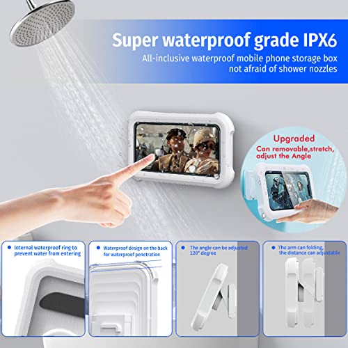 OOLYCIO Upgraded 480° Rotating Shower Phone Holder Waterproof Case with Touch Screen,OOLYICO Shower Accessories Guardian Buddy Holder Wall Mount Shelf in Bathroom Bathtub for 4" - 7" Cell Phone - Image 4