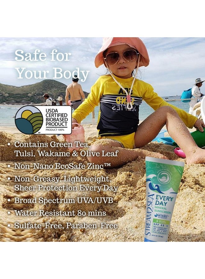 STREAM 2 SEA Spf 45 Every Day Kids Mineral Sunscreen 2.5 Fl Oz Biodegradable Paraben Free & Reef Safe Sunscreen For Face & Body For Kids Nongreasy Lightweight & Sheer Mineral Protection Against Uva & Uvb - Image 2