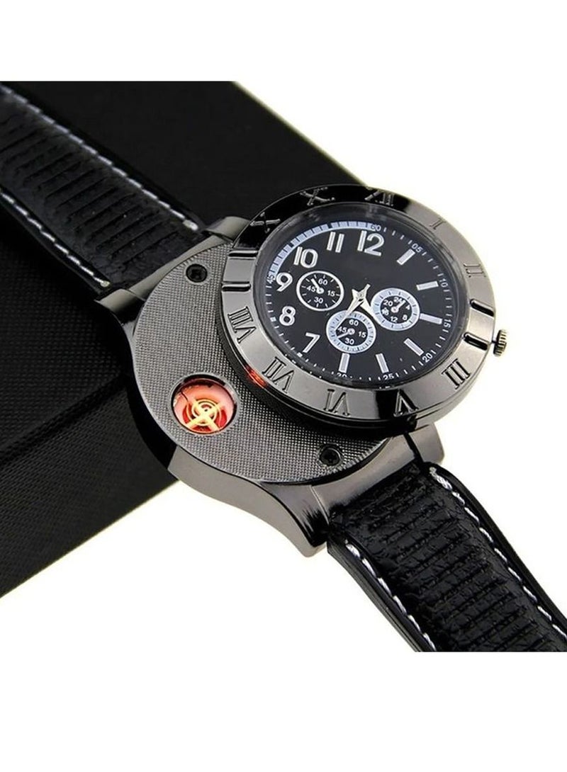 Huayue ساعة ولاعة جلدية للرجال - Image 3