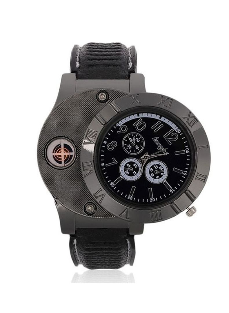 Huayue ساعة ولاعة جلدية للرجال - Image 2