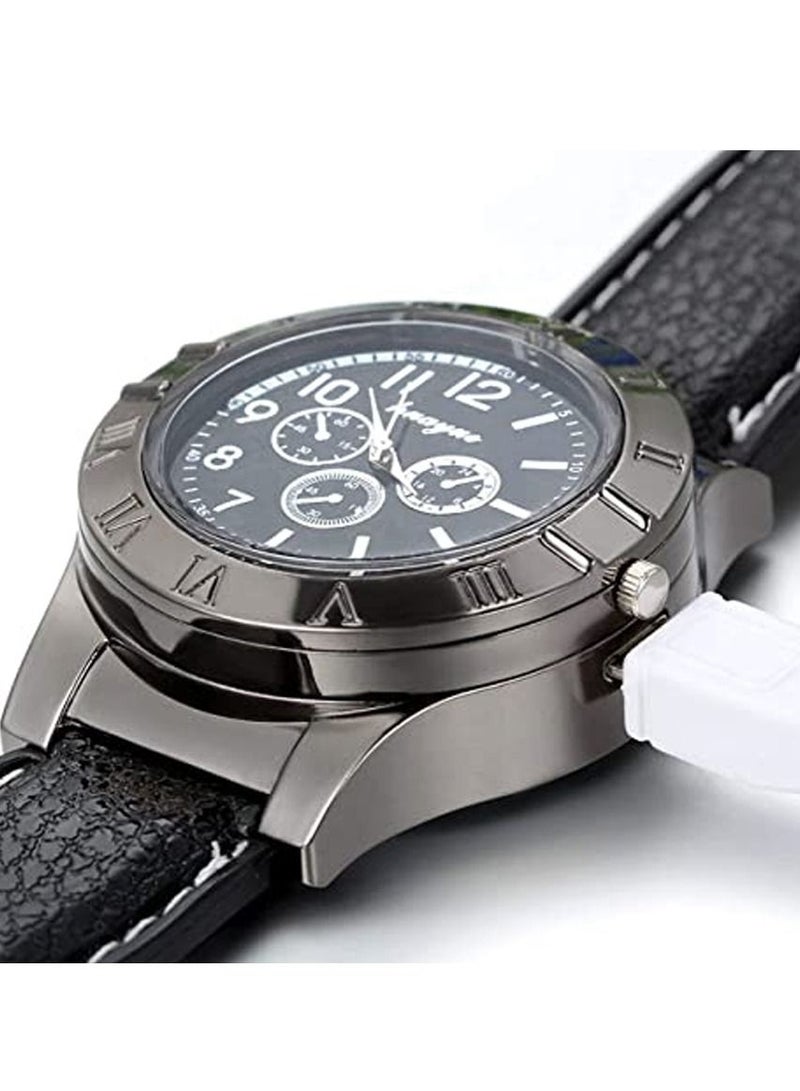 Huayue ساعة ولاعة جلدية للرجال - Image 4