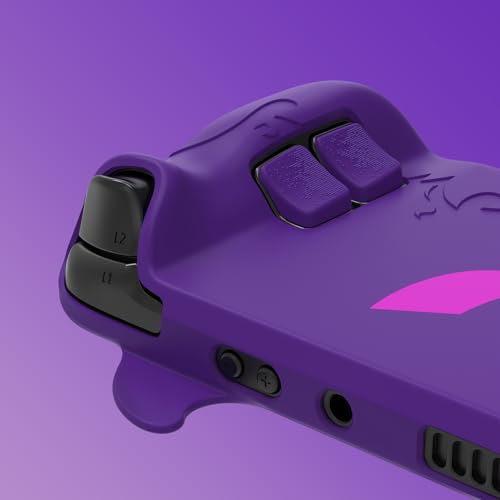 playvital غطاء حماية لطيف على شكل شيطان لجهاز Steam Deck LCD و OLED، واقي مضاد للانزلاق كاواي لجهاز Steam Deck OLED مع أغطية قبضة الإبهام وملصقات لوحات التحكم ومجموعة تحسين الأزرار الخلفية - بنفسجي - Image 4