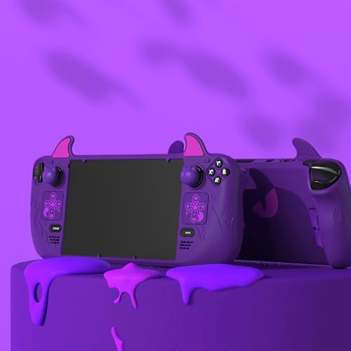 playvital غطاء حماية لطيف على شكل شيطان لجهاز Steam Deck LCD و OLED، واقي مضاد للانزلاق كاواي لجهاز Steam Deck OLED مع أغطية قبضة الإبهام وملصقات لوحات التحكم ومجموعة تحسين الأزرار الخلفية - بنفسجي - Image 5