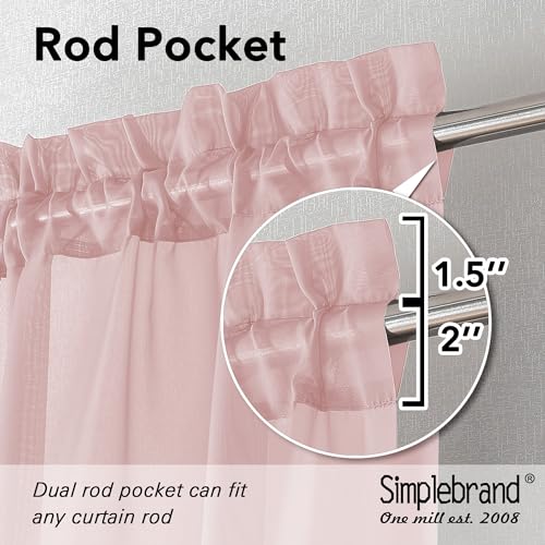 Simplebrand Blush Sheer Curtains 84 Inches Long, Light Filtering Rod Pocket Solid Color Window Sheer Curtain Panels, Elegant Curtains & Drapes for Living Room, Bedroom 2 Panels (42" W x 84" L) - Image 5