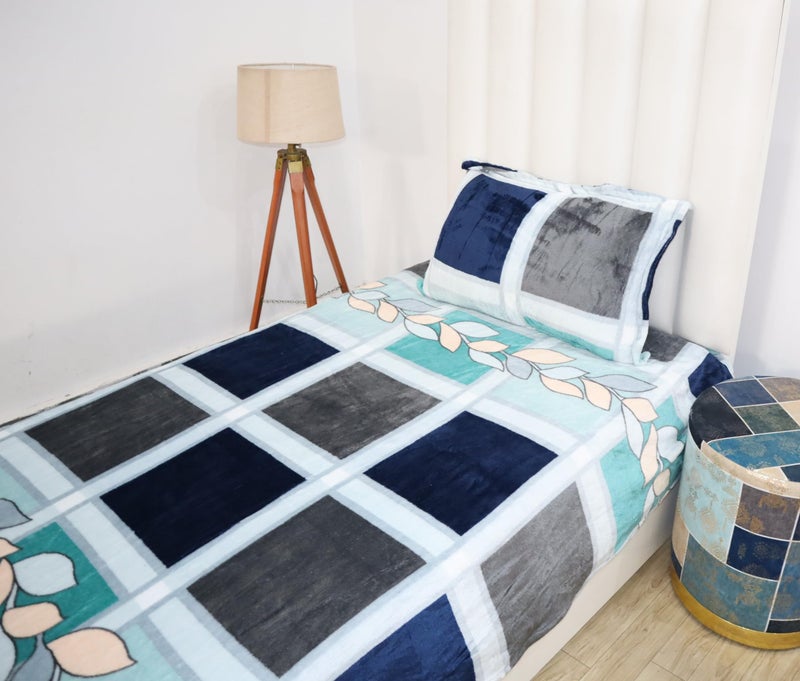 RD TREND 190 Gsm Flannel Warm Bedsheets 210 TC For Winter Single Flat Size (60X90 Inches) With 1 Pillow Cove Size (18X28 Inches) Blue Box - Image 4