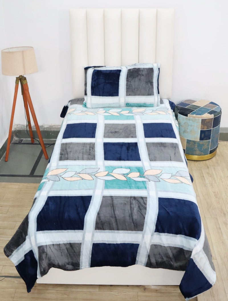 RD TREND 190 Gsm Flannel Warm Bedsheets 210 TC For Winter Single Flat Size (60X90 Inches) With 1 Pillow Cove Size (18X28 Inches) Blue Box - Image 3