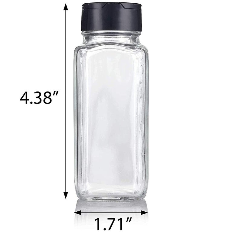 Kshavi Kshavi Glass Spice Jars with Spice Sticker Square Seasoning Containers with Black Flapper Lids for Seasoning 12 - Image 3