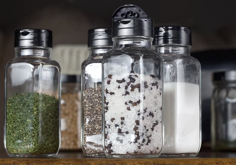 Kshavi Kshavi Glass Spice Jars with Spice Sticker Square Seasoning Containers with Black Flapper Lids for Seasoning 12 - Image 5