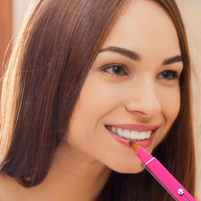 2pcs Retractable Double-head Lipstick Brush Set with Cap Dual-ended Lip Makeup Applicator Brushes for Women’s Portable Lip Gloss and Color Application - Image 4