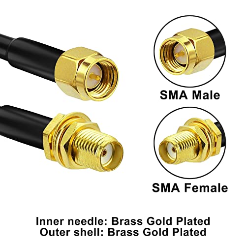 YOTENKO SMA Antenna Extension Cable 33FT + 5PCS SMA RF Coax Connector Kit, SMA Male to Female RG58 Coaxial Cable 10M Low-Loss for 3G 4G LTE Router ADS-B SDR USB Dongle Receiver Antenna Extension Wire - Image 5
