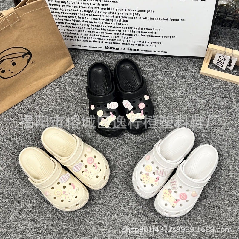 Cute Cartoon Casual Clogs For Outer Wear Thick-Soled Height-Increasing Anti-Slip Sandals - Image 2