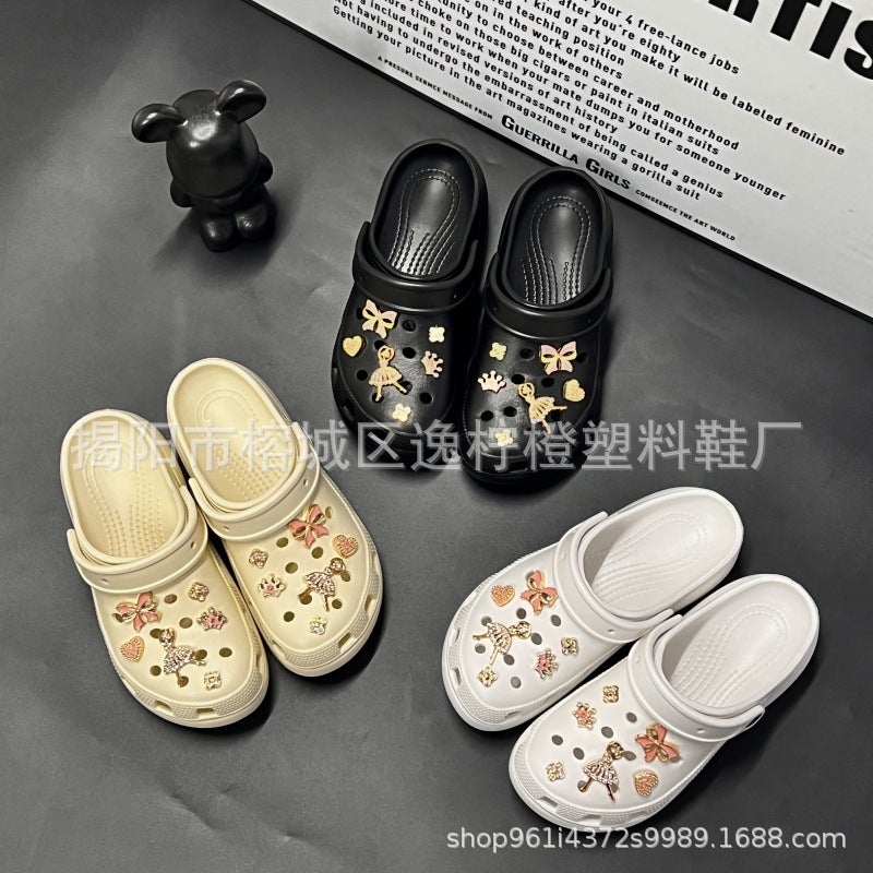 Cute Cartoon Casual Clogs For Outer Wear Thick-Soled Height-Increasing Anti-Slip Sandals - Image 3