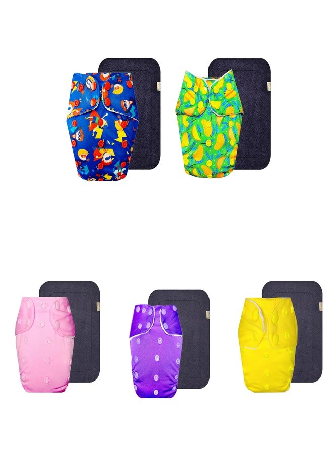 Dumbledo Premium Cloth Diaper with Black Insert (Pack of 5) | Dry Feel and Comfortable | Breathable | Quick Dry | Perfect for Indian Summers | 3 Months - 3 Years | Unisex Baby - Image 1