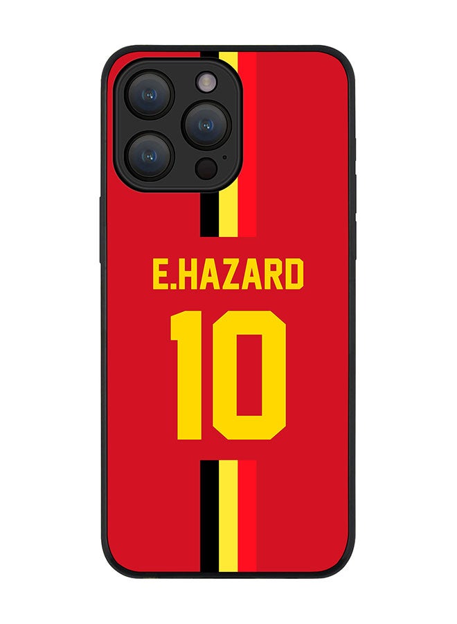 Stylizedd Cover for iPhone 15 Pro Case Rugged Black Slim fit Flexible Protective Phone Cases - Football Team - BelgiumPlayer Name - E.Hazard - Image 1