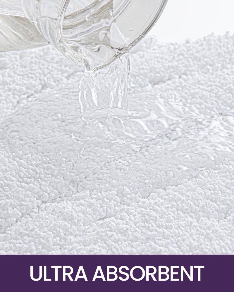 DEXI Bathroom Rugs 24""x43""  Extra Soft Absorbent Bath Rugs  Non Slip Bath Mats for Bathroom Floor  Machine Washable Rugs for Shower Floor  White - Image 3