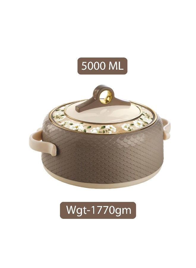 NAYASA Coral Hotpot Stainless Steel Insulated Casserole Food Container with Comfortable Handles Brown 5000ml  - Image 3