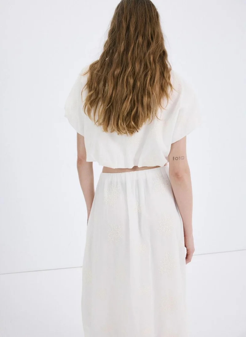 MANGO Cotton blouse with embroidered details