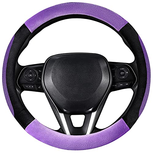 SEG Direct Steering Wheel Cover for Car Standard Size 14515 inch Auto Interior Accessories Plush Warm Velvet Summer Winter Purple - Image 1