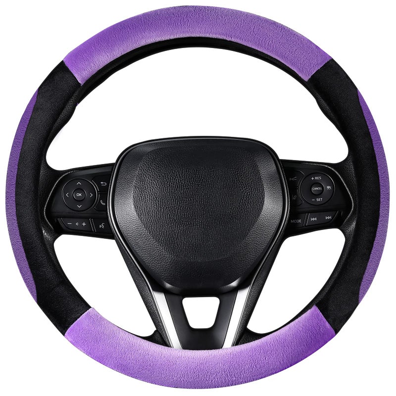 SEG Direct Steering Wheel Cover for Car Standard Size 14515 inch Auto Interior Accessories Plush Warm Velvet Summer Winter Purple - Image 2