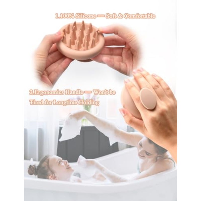 Head Massager Scalp Stress Relax [Cameo Brown] Scalp Massager Hair Growth Shampoo Brush for Dandruff Dog Hair Brushs for Shower Soft Silicone Scalp Scrubber for Animal Gift for Wife Girls Mother - Image 5