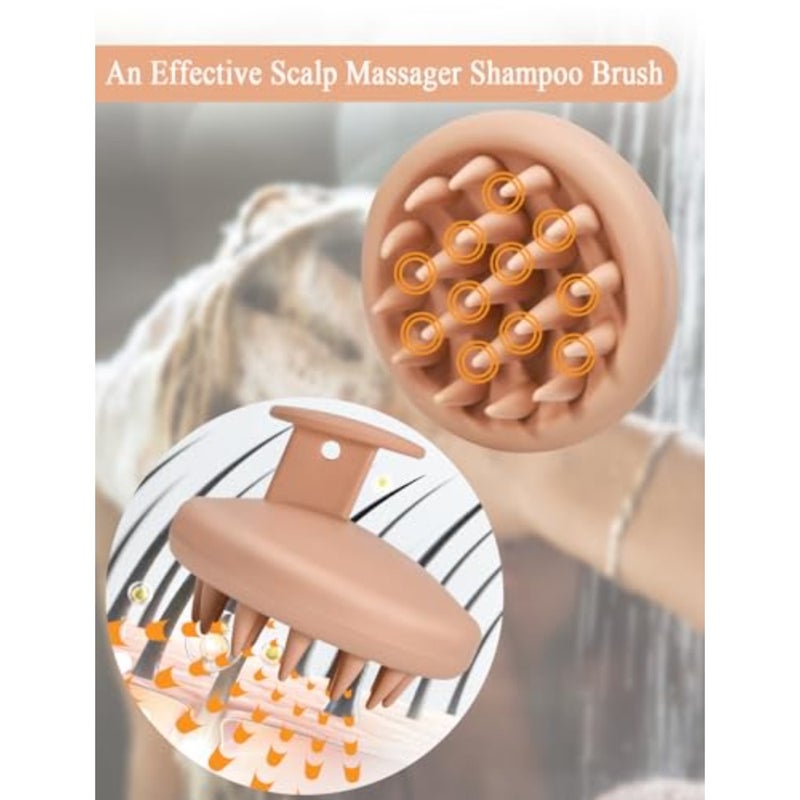 Head Massager Scalp Stress Relax [Cameo Brown] Scalp Massager Hair Growth Shampoo Brush for Dandruff Dog Hair Brushs for Shower Soft Silicone Scalp Scrubber for Animal Gift for Wife Girls Mother - Image 2