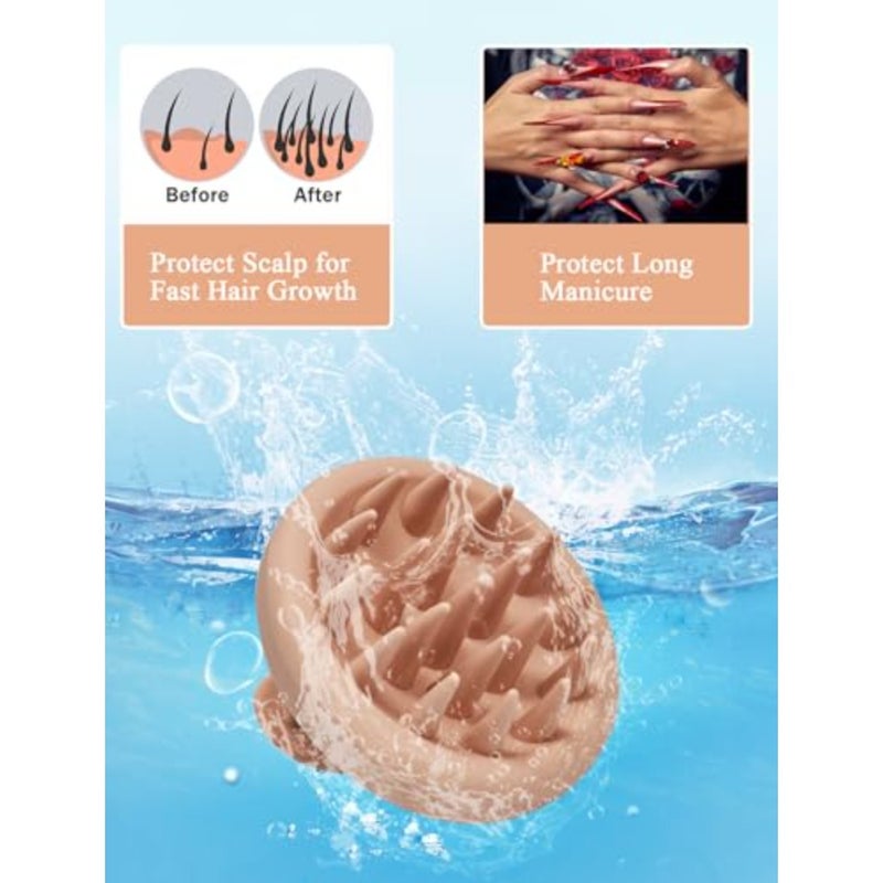 Head Massager Scalp Stress Relax [Cameo Brown] Scalp Massager Hair Growth Shampoo Brush for Dandruff Dog Hair Brushs for Shower Soft Silicone Scalp Scrubber for Animal Gift for Wife Girls Mother - Image 4