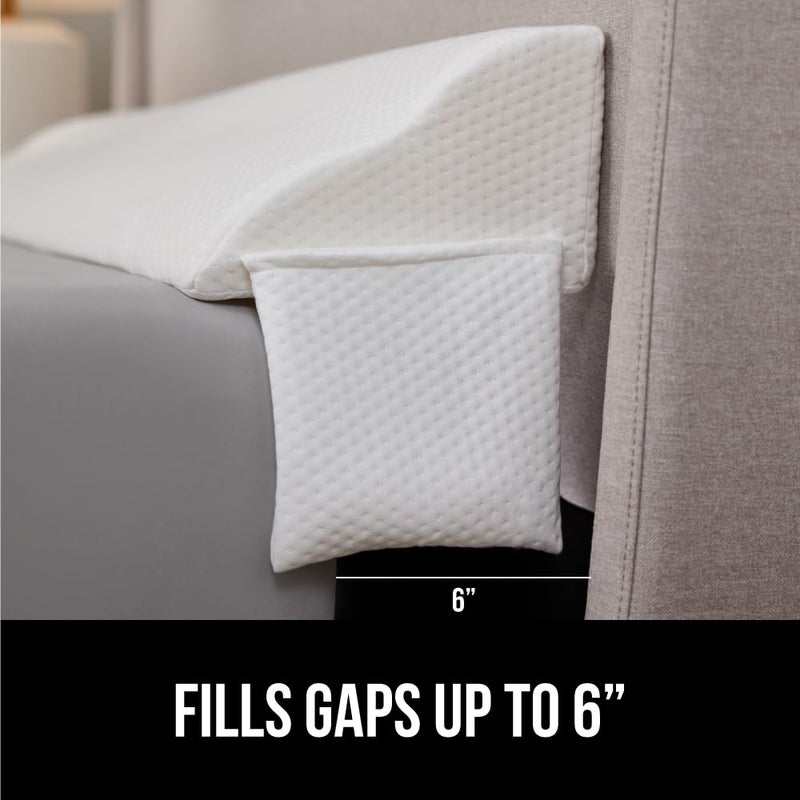 GORILLA GRIP Patented Bed Wedge Pillow for Headboard Gap, Filler Between Mattress Gaps, Comfortable Supportive High Density Cushioned Foam Pillows, Stay in Place Gripping Dots, Queen White - Image 3