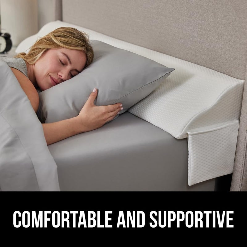 GORILLA GRIP Patented Bed Wedge Pillow for Headboard Gap, Filler Between Mattress Gaps, Comfortable Supportive High Density Cushioned Foam Pillows, Stay in Place Gripping Dots, Queen White - Image 5
