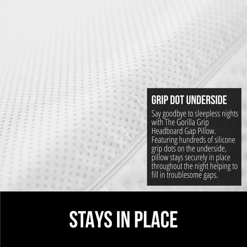 GORILLA GRIP Patented Bed Wedge Pillow for Headboard Gap, Filler Between Mattress Gaps, Comfortable Supportive High Density Cushioned Foam Pillows, Stay in Place Gripping Dots, Queen White - Image 4