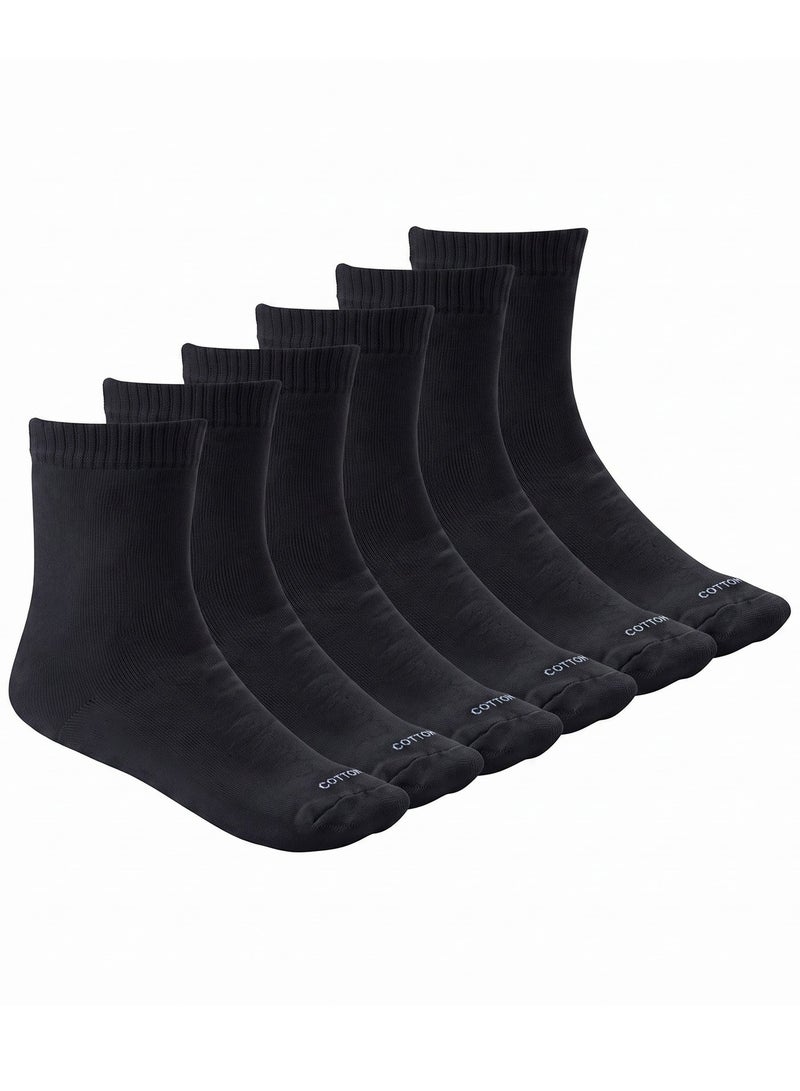 Cottonil Pack of 6 Cotton Half Towel Sport Socks for Men - Black - Image 1