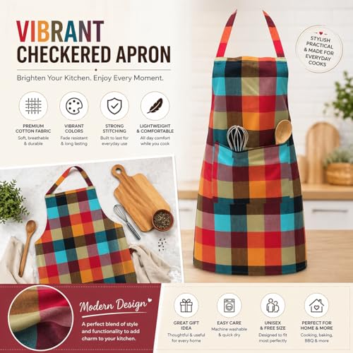 PIXEL HOME DECOR PIXEL HOME © Cotton Kitchen Apron which has ties with Centre Pocket with Strong and durable cotton(pack of 1) (MC_2) - Image 4