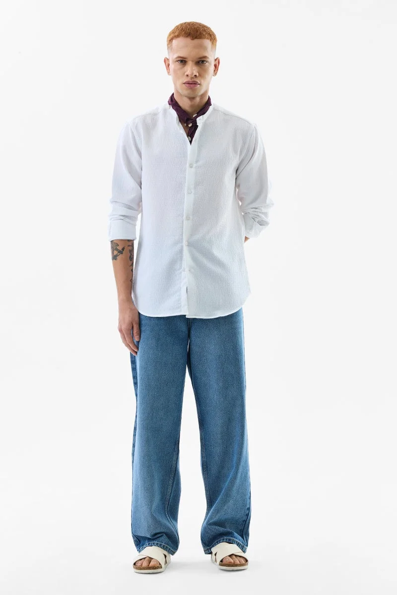 Snitch Off White Reese White Seersucker Shirt for Men | Best Price UAE