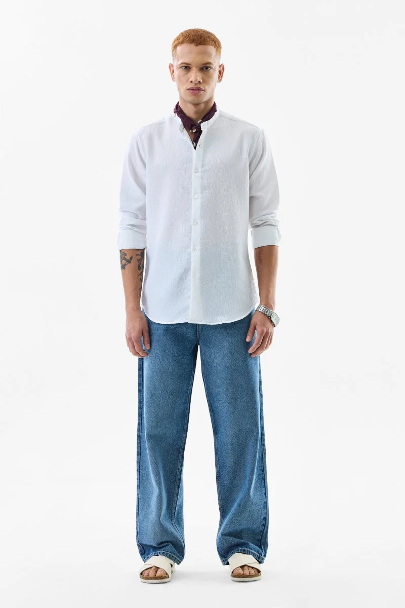 Snitch Off White Reese White Seersucker Shirt for Men | Best Price UAE