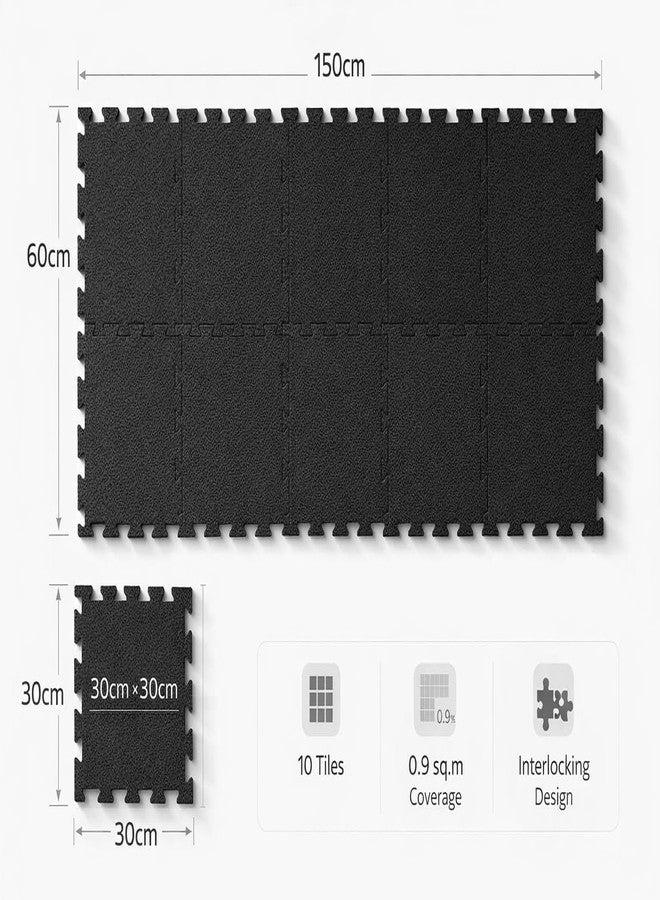 VDHJA EVA Interlocking Mat for Kids Play, Gym Exercise, and Prayer Room | Soft Cushion, Water Resistant, Non-Slip & Easy to Carry Multipurpose Foam Flooring 10 Tiles Color (Black) - Image 2