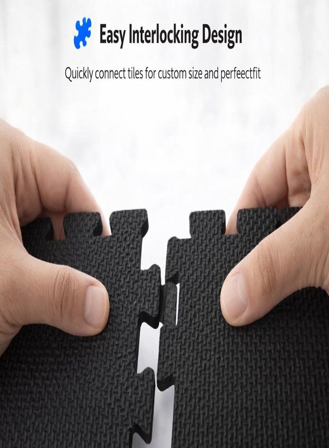 VDHJA EVA Interlocking Mat for Kids Play, Gym Exercise, and Prayer Room | Soft Cushion, Water Resistant, Non-Slip & Easy to Carry Multipurpose Foam Flooring 10 Tiles Color (Black) - Image 4