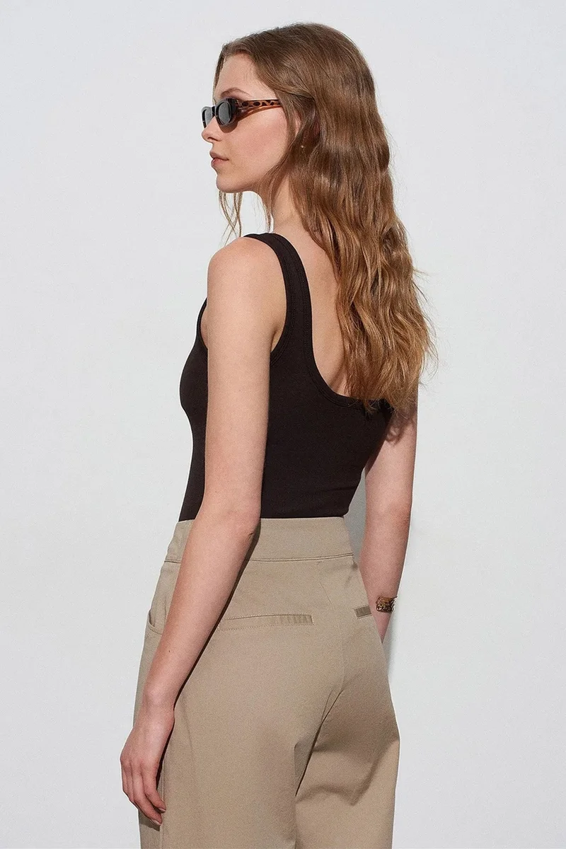 Dilvin Black DILVIN Slim Fit Sleeveless Jersey Cami Blouse for Women | Best Price UAE