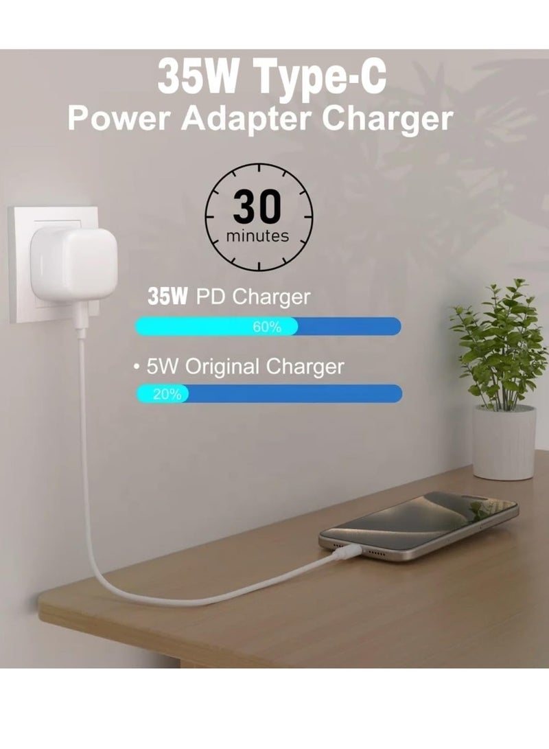 ESCASE Fast Charger With USB C Port 35 Watt with 1M iPhone Fast Charging Cord Type C to C for iPhone 15 Pro max/15 Pro/16 Pro max/16 Pro /17 pro/17 Pro Max and all Type C mobiles - Image 2