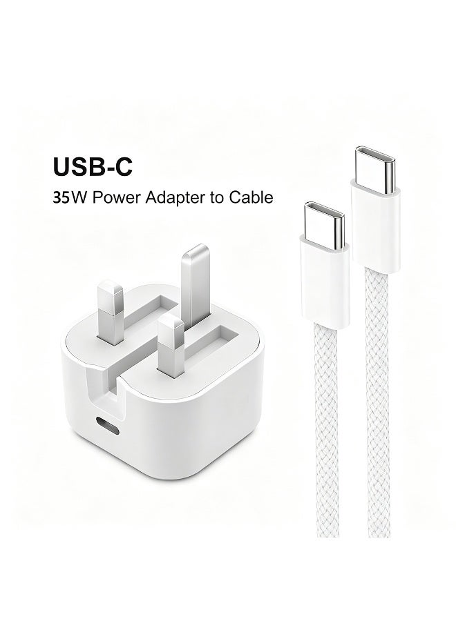ESCASE Fast Charger With USB C Port 35 Watt with 1M iPhone Fast Charging Cord Type C to C for iPhone 15 Pro max/15 Pro/16 Pro max/16 Pro /17 pro/17 Pro Max and all Type C mobiles - Image 1
