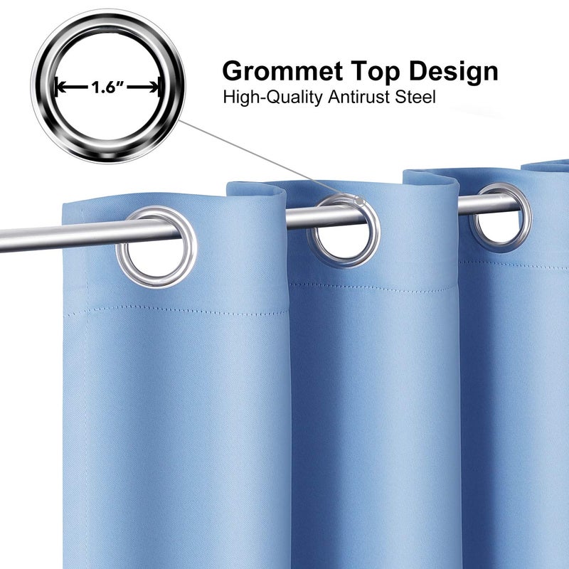 ChrisDowa Grommet Room Darkening Curtains for Bedroom and Living Room - 2 Panels Set Thermal Insulated Blackout Curtains (Sky Blue  52W x 63L) - Image 2