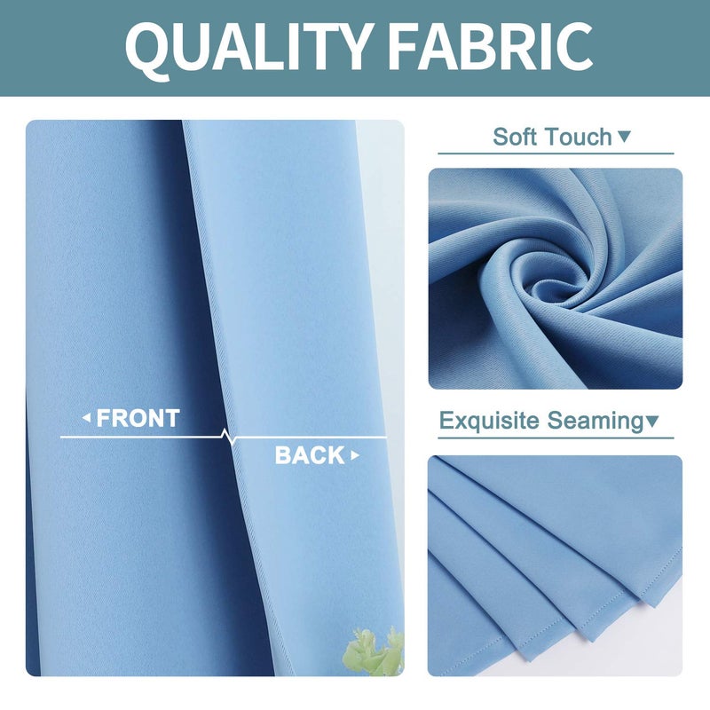 ChrisDowa Grommet Room Darkening Curtains for Bedroom and Living Room - 2 Panels Set Thermal Insulated Blackout Curtains (Sky Blue  52W x 63L) - Image 3