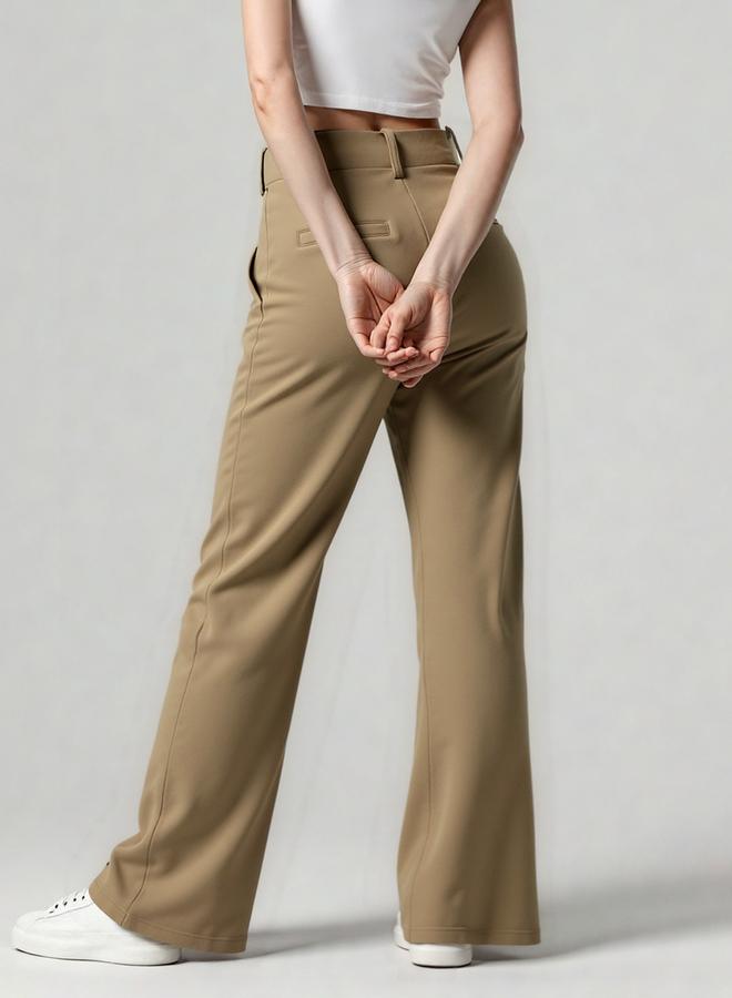 Take Two Beige Wide Leg Trousers with Belt Loops - Image 4