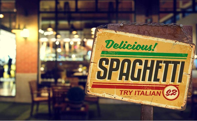 AOYEGO Spaghetti Tin Sign,Try Italian Delicious Food Restaurant Vintage Metal Tin Signs for Cafes Bars Pubs Shop Wall Decorative Funny Retro Signs for Men Women 8x12 Inch - Image 3